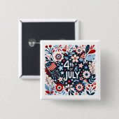 Floral 4. Juli Button (Vorne & Hinten)