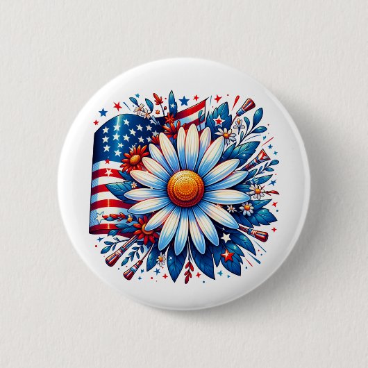 Floral 4. Juli Button (Vorderseite)