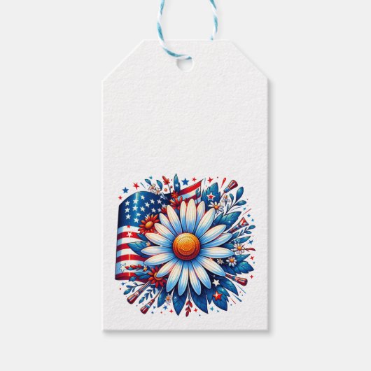 Floral 4. Juli Geschenkanhänger (Vorderseite)