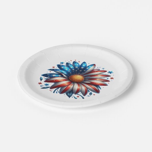 Floral 4. Juli Pappteller (Schrägansicht)