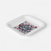 Floral 4. Juli Pappteller (Gewinkelt)