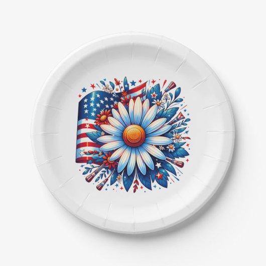 Floral 4. Juli Pappteller (Vorderseite)