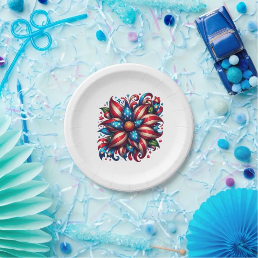 Floral 4. Juli Pappteller (Party)