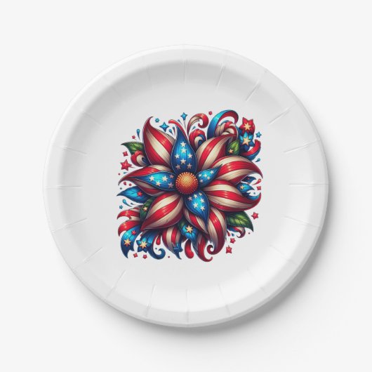Floral 4. Juli Pappteller (Vorderseite)