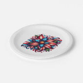 Floral 4. Juli Pappteller (Schrägansicht)