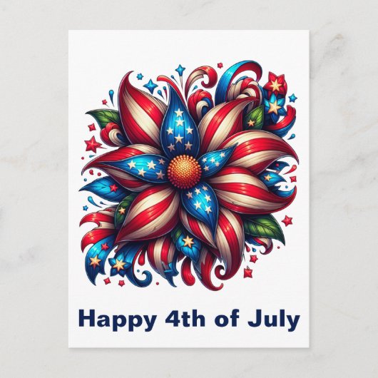 Floral 4. Juli Postkarte (Vorderseite)