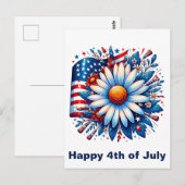 Floral 4. Juli Postkarte (Vorne/Hinten)