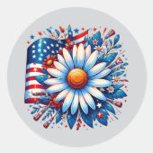 Floral 4. Juli Runder Aufkleber (Vorderseite)