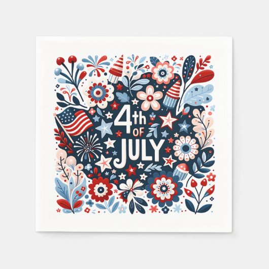 Floral 4. Juli Serviette (Vorderseite)