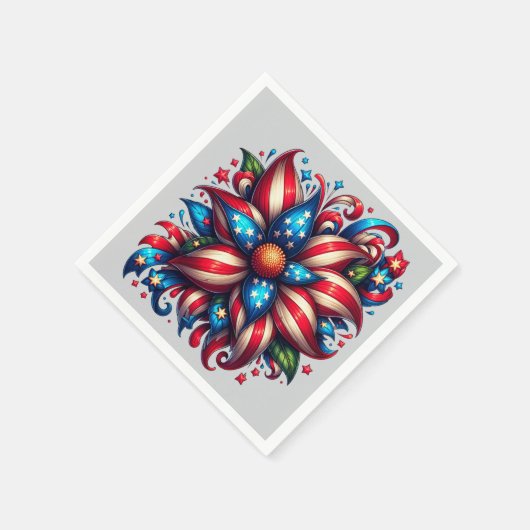 Floral 4. Juli Serviette (Ecke)