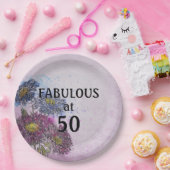 Floral 50 and Fab Birthday Party Paper Plates Pappteller (Party)