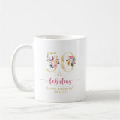 Floral 50 and Fabulous Birthday Gold and Pink Kaffeetasse (Links)