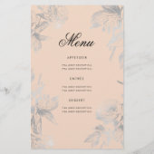 Floral 50. Geburtstag Programm Silver Blush Menü (Hinten)