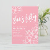 Floral 50. Geburtstagsparty Einladung (Stehend Vorderseite)