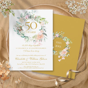 Floral 50. goldene Hochzeitstag-Erinnerungen Einladung