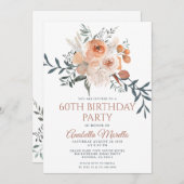 Floral 60. Geburtstag Einladung (Vorne/Hinten)