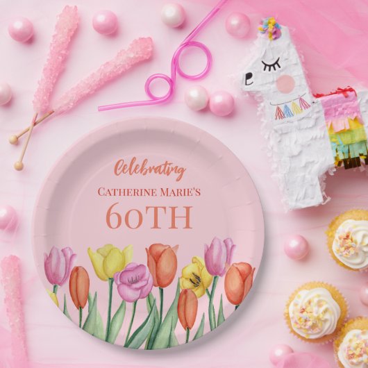 Floral 60. Geburtstag Pappteller (Party)