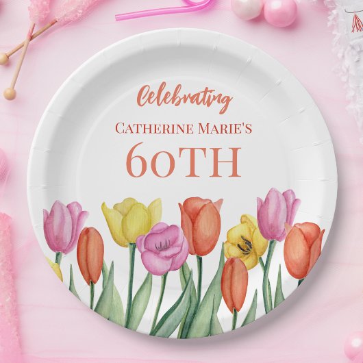 Floral 60. Geburtstag Pappteller