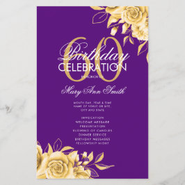 Floral 60. Geburtstag Programm Gold & Lila mit Men