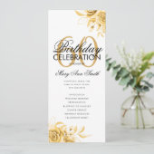 Floral 60. Geburtstag Programm Gold mit Menü (Stehend Vorderseite)