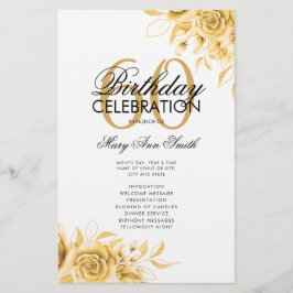 Floral 60. Geburtstag Programm Gold mit Menü