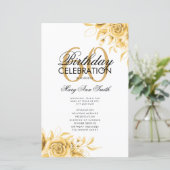 Floral 60. Geburtstag Programm Gold mit Menü (Stehend Vorderseite)