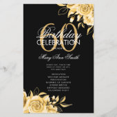 Floral 60. Geburtstag Programm Gold & Schwarz mit (Vorderseite)