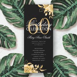 Floral 60. Geburtstag Programm Gold & Schwarz mit