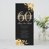 Floral 60. Geburtstag Programm Gold & Schwarz mit (Stehend Vorderseite)