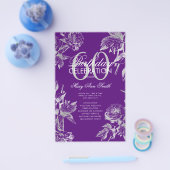 Floral 60. Geburtstag Programm Silberes Lila Menü (Einzeln)