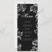 Floral 60. Geburtstag Programm Silver Black Menu (Rückseite)