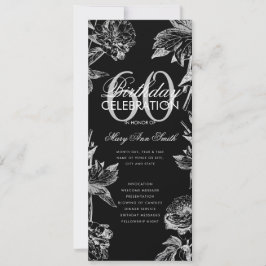 Floral 60. Geburtstag Programm Silver Black Menu