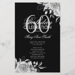 Floral 60. Geburtstag Programm Silver Black mit Me Flyer