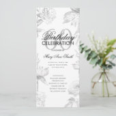 Floral 60. Geburtstag Programm Silver Menu (Stehend Vorderseite)