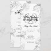 Floral 60. Geburtstag Programm Silver Menu (Vorne/Hinten)