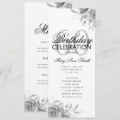 Floral 60. Geburtstag Programm Silver mit Menü (Vorne/Hinten)