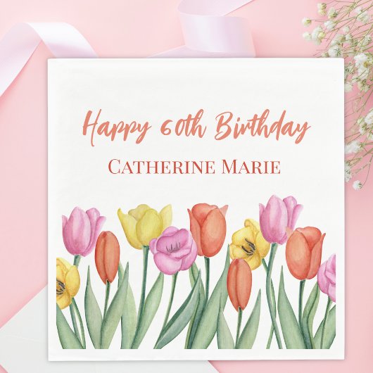 Floral 60. Geburtstag Serviette