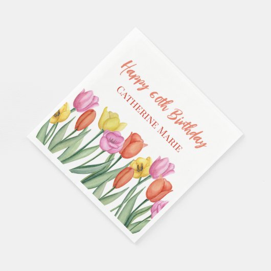 Floral 60. Geburtstag Serviette (Ecke)