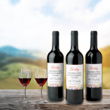 Floral 60. Geburtstagsflasche 60 Jahre Party