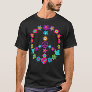 Floral 60er 70er Blume Power Dove Hippie Gift T-Shirt