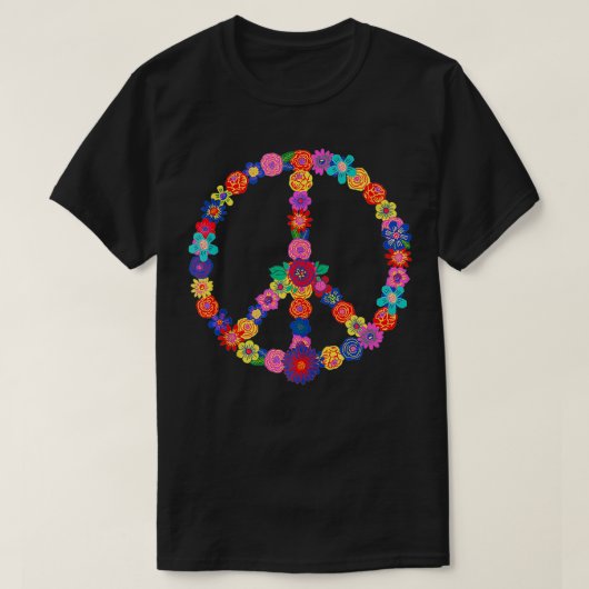 Floral 60er 70er Hippie Costume Farbige Blume T-Shirt (Design vorne)