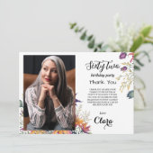 Floral 62. Geburtstag Dankeschön Karte (Stehend Vorderseite)