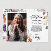 Floral 62. Geburtstag Dankeschön Karte (Vorne/Hinten)