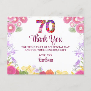 Floral 70. Geburtstag danke Ihnen Karte 70 Blume c