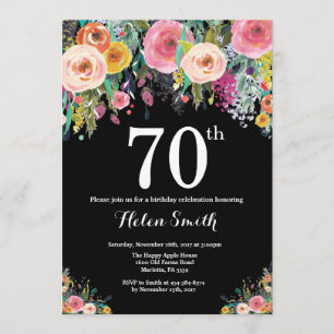 Floral 70. Geburtstag Einladung