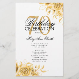 Floral 70. Geburtstag Programm Gold mit Menü