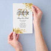 Floral 70. Geburtstag Programm Gold mit Menü (Handgriff)