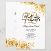 Floral 70. Geburtstag Programm Gold mit Menü (Vorne/Hinten)