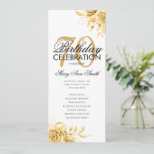 Floral 70. Geburtstag Programm Gold mit Menü (Stehend Vorderseite)