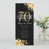 Floral 70. Geburtstag Programm Gold & Schwarz mit (Stehend Vorderseite)